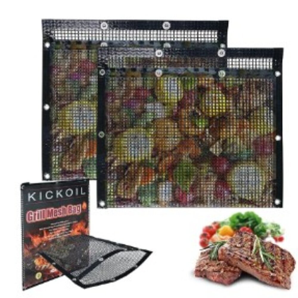 LARGE BBQ MESH GRILL BAGS BARBECUE BAG VEGETABLES GRILLING POUCHES GRILL ACCESS